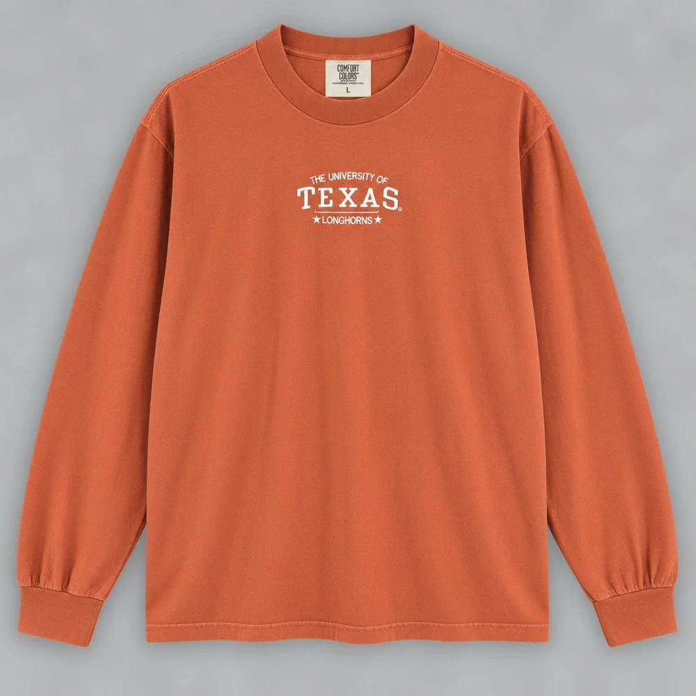 Red Oak Texas Longhorns Burnt Orange Long Sleeve T-Shirt Womens L 6219